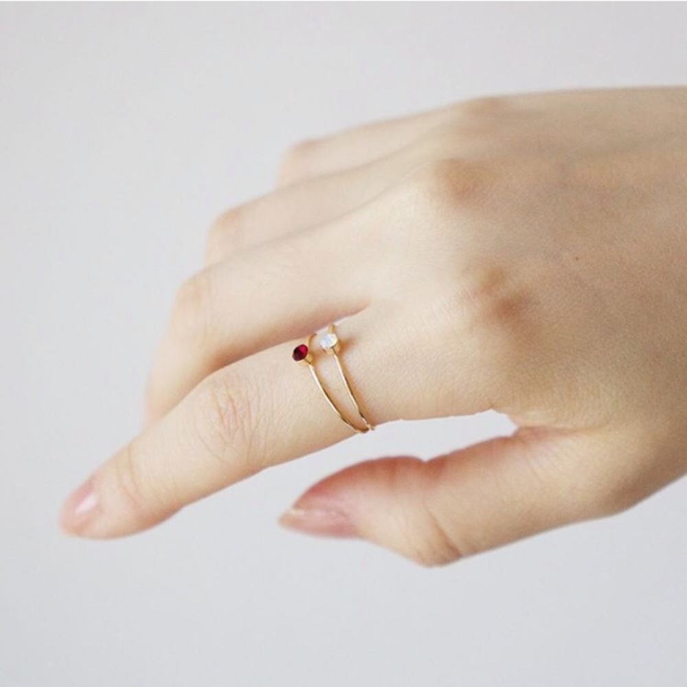 Tiny Gem Rings (set of 2)
